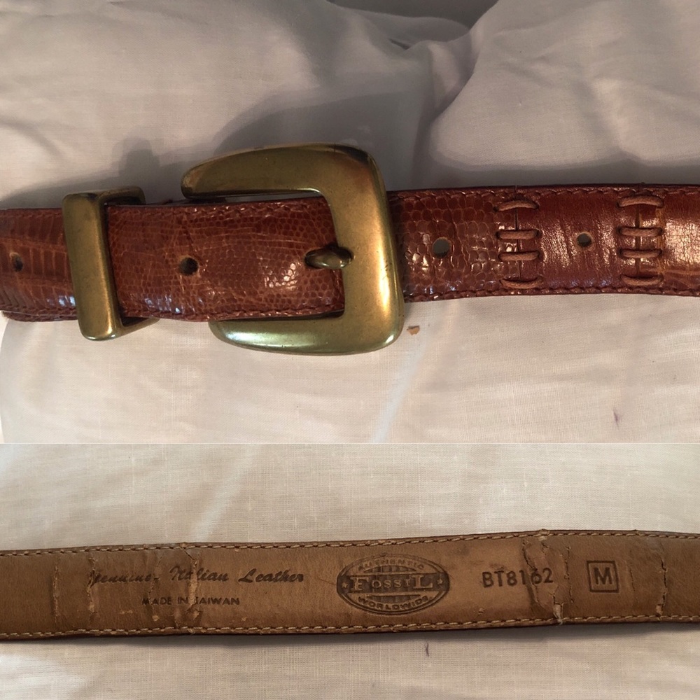 Brown gold leather fossil women’s belt size M 3 belts for $12